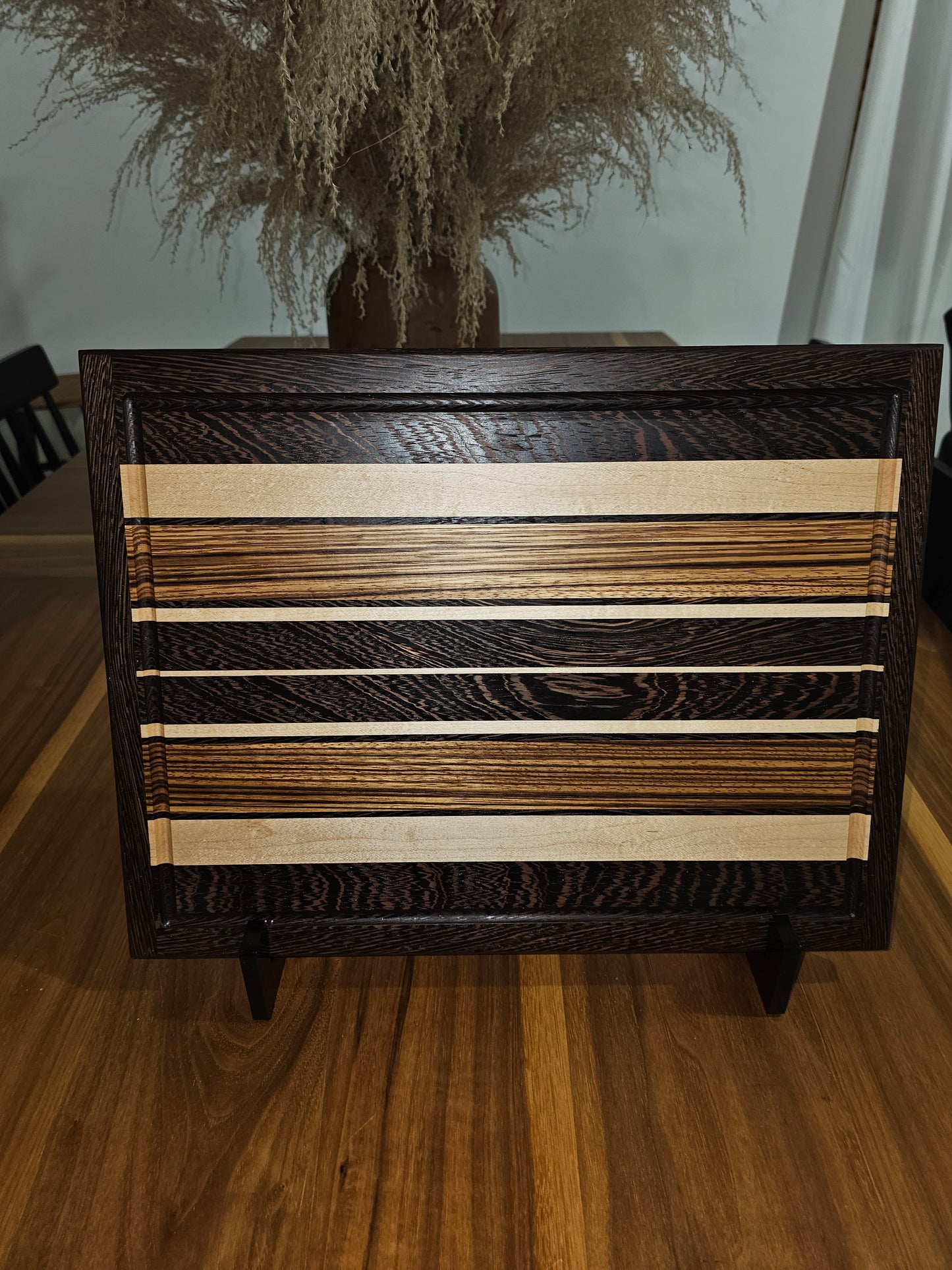 wenge, zebra wood and maple cutting board