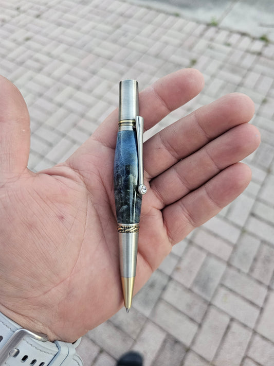 Blue maple burl turned majestic squire writting pen
