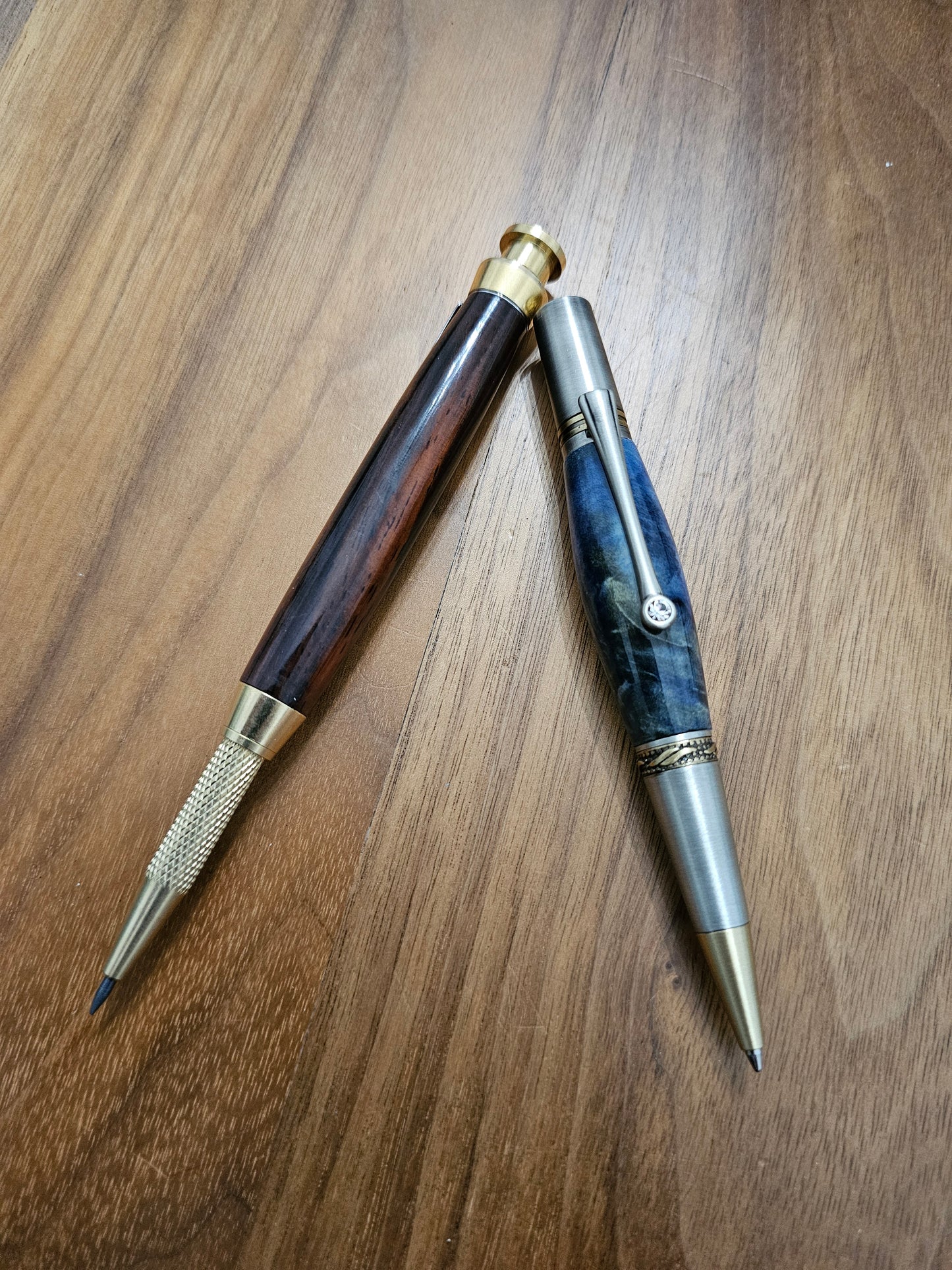 Blue maple burl turned majestic squire writting pen